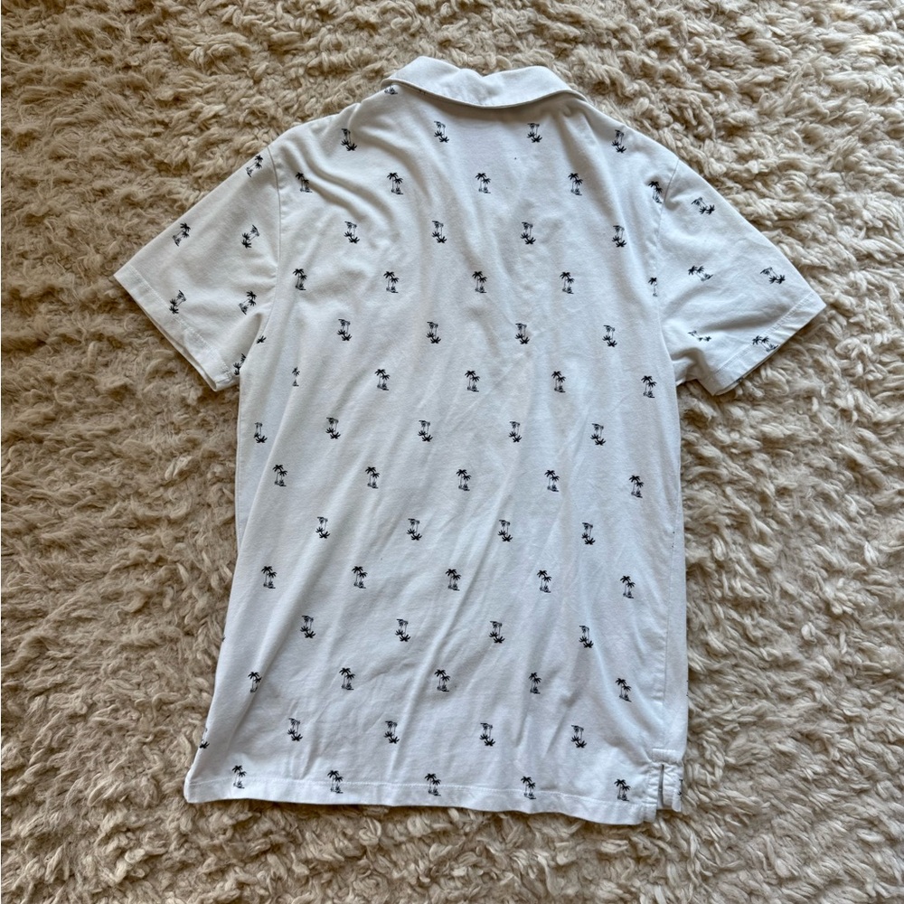Old Navy white and blue palm tree polo shirt men’s size small - Picture 2 of 4